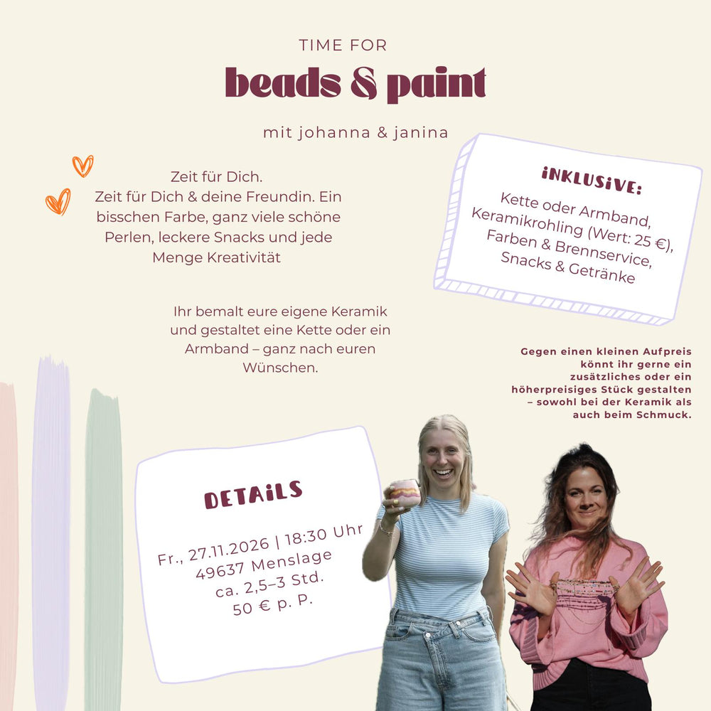 Beads & Paint I 27.11.2026 - Kombikurs aus Schmuckerstellung und Keramik bemalen