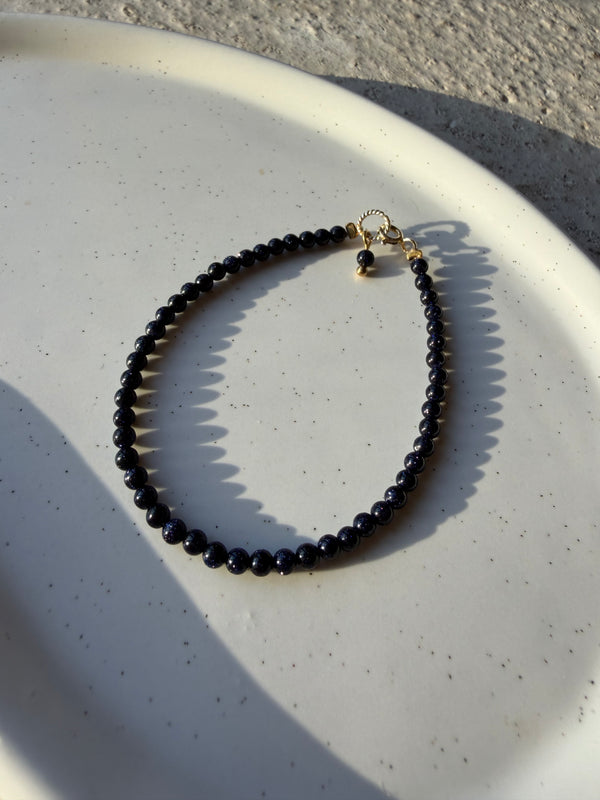 Heilsteinarmband / blauer Goldfluss - Romy